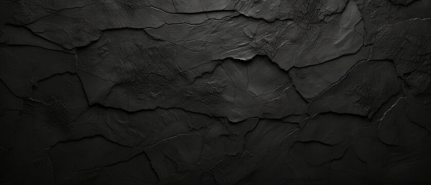Fototapeta Textured Black Slate Background with Natural Patterns. Dark, moody tones, grunge style