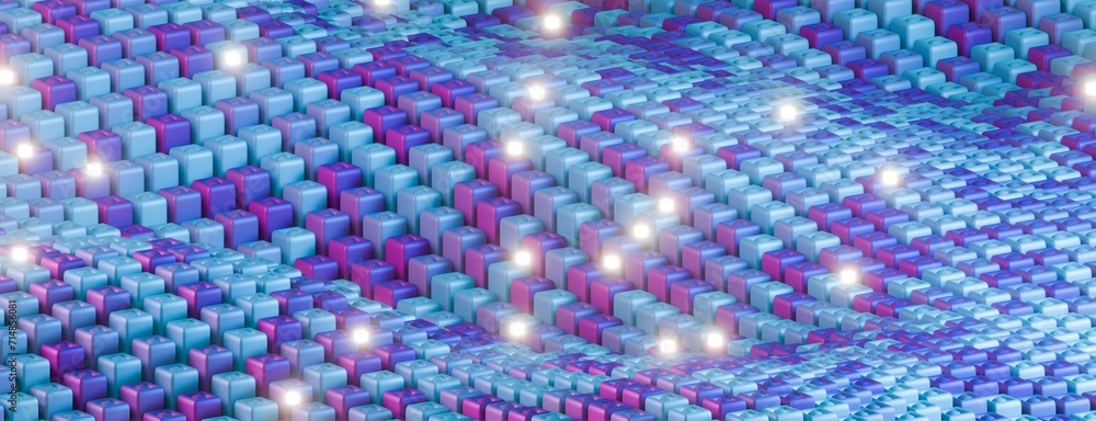 Poster An interpretation of quantum fluctuations, depicted as a dynamic, ever-changing 3D terrain..