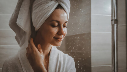 Fototapeta premium Refresh and Rejuvenate: Skincare in the Shower