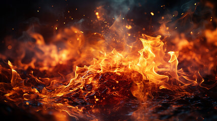 Fototapeta na wymiar Fire flames burning red hot sparks