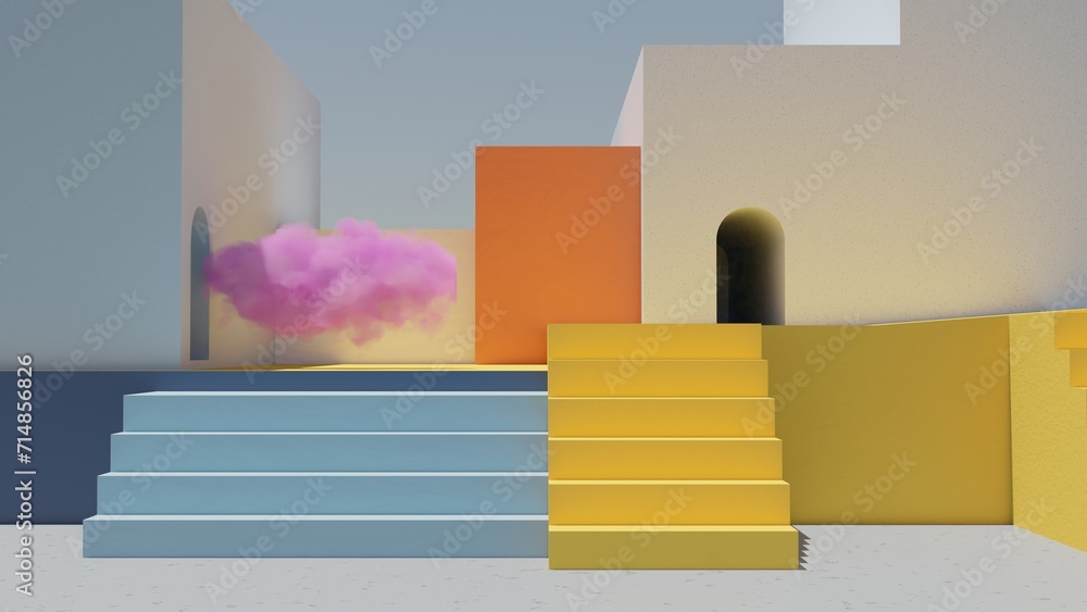 Poster a minimalist representation of vibrant gradients in symphony, showcasing the harmonious interplay of