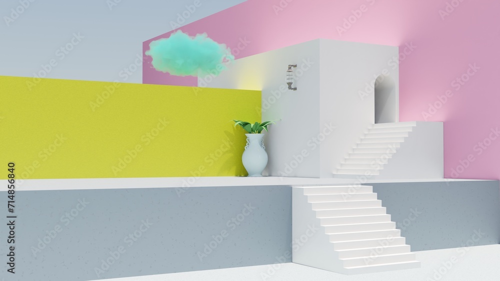 Poster a minimalist representation of vibrant gradients in symphony, showcasing the harmonious interplay of