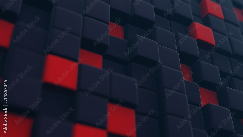 Poster Cubic shapes arranged in a matrix with a 3D twist, forming an abstract and visually intriguing composition...