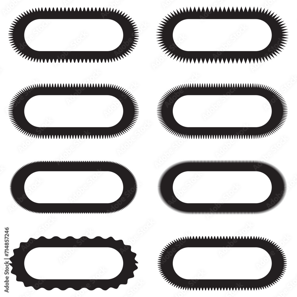 Poster zigzag edge rounded rectangle stroke shapes set.1234