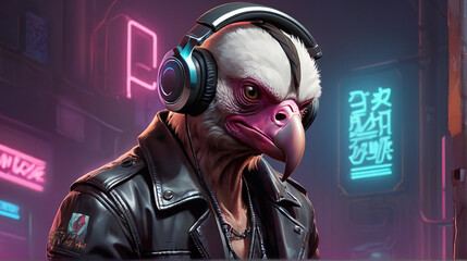 Vulture Synthwave Serenity Down Under by Alex Petruk AI GENERATED - obrazy, fototapety, plakaty