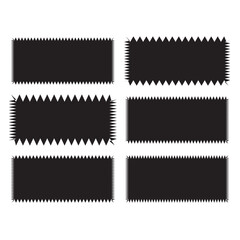 Wavy edge rectangle shapes icon set. A group of 6 rectangular symbols with jagged edges .vector illustration for poster, banner, social media template.