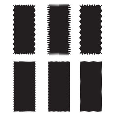 Zig zag edge rectangle shape collection. Jagged rectangular elements set. Black graphic design elements for decoration, banner, poster, template, sticker, badge, eps10