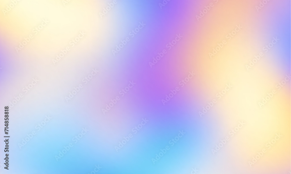 Poster Glittering gradient background with hologram effect and magic lights. Holographic abstract fantasy backdrop with fairy sparkles, gold stars and festive