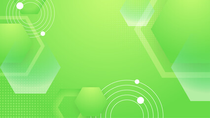 Obraz premium Green and white background abstract art vector with geometric gradient shapes. Abstract gradient shapes background for presentation, business report, card, banner, poster