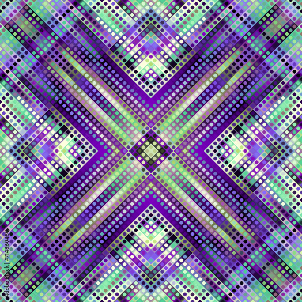 Leinwandbilder Geometric abstract pattern moire overlay style. Halftone style with small dots. Abstract seamless technology texture. Vector pattern