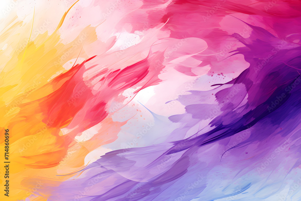 Sticker artistic watercolor brush strokes in bold colors background