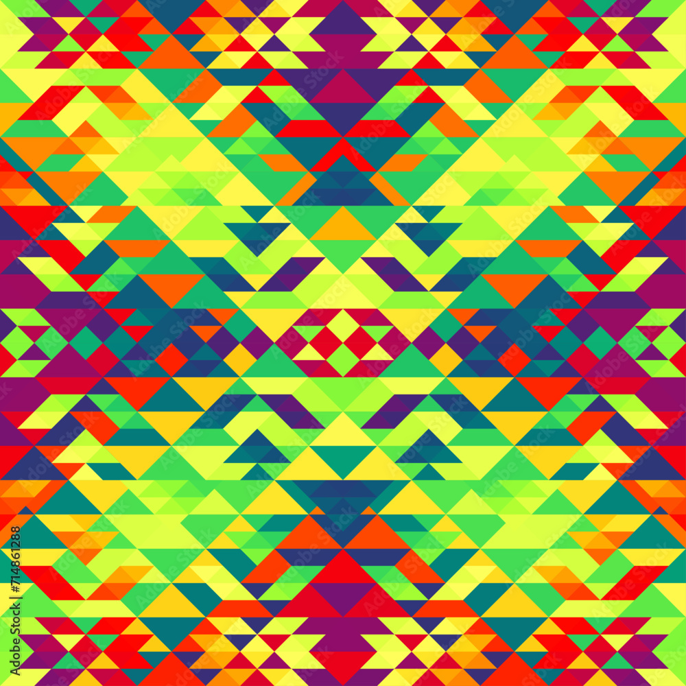 Aufkleber Colorful Aztec Fabric, Wallpaper and Home Decor. Abstract seamless tileable pattern. Triangles aztec background. Vector image.
