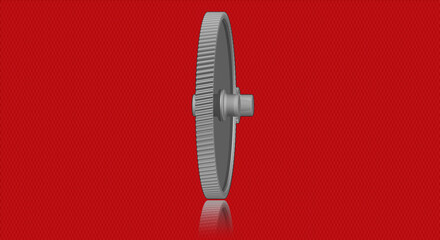 Single helical gear rotor illustration showing a single stage single gearset on a red carbon fiber background