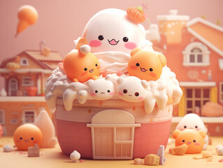 Cute 3D colorful illustration