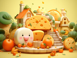 Obraz premium Cute 3D colorful illustration