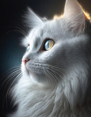 Kot, portret z profilu, tło generative ai - obrazy, fototapety, plakaty