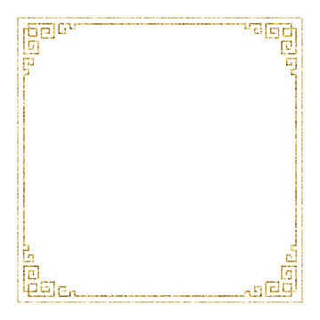  Chinese new year luxury frame ornament with gold glitter design for element