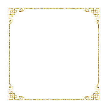  Chinese new year luxury frame ornament with gold glitter design for element