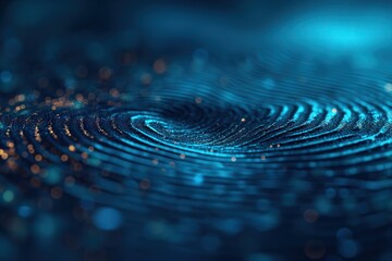 Fingerprint, digital. Abstract Fingerprint in Blue. Digital Whorl.