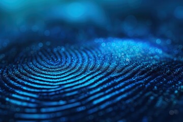 Fingerprint, digital. Abstract Fingerprint in Blue. Digital Whorl.