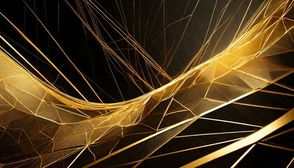 abstract background with lines.a touch of glamour into your digital creations with a luxury abstract background. This 3D-style illustration showcases golden lines on a contemporary black backdrop, del