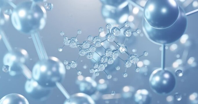 Cortisone, rotating 3D model of steroid hormone, seamless looped video, molecular structure with selective focus