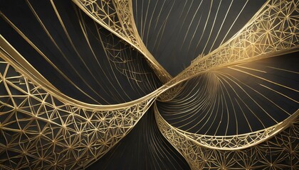 a vector-based luxury abstract background. Golden lines intricately weave through a dark, modern black backdrop in a 3D-style illustration, offering a sophisticated and deluxe design concept for your 