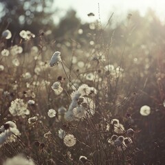 Nature, landscape. Forest, glade, grass, flowers, natural landscape. Photowallpaper.