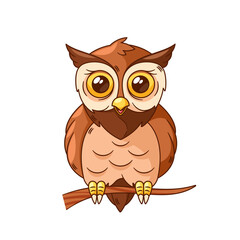 Wise And Whimsical Cartoon Owl Bird Character With Large, Expressive Eyes, Adorned In Colorful Feathers