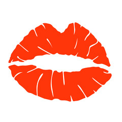 Kiss, red lips. Drawing, lip print