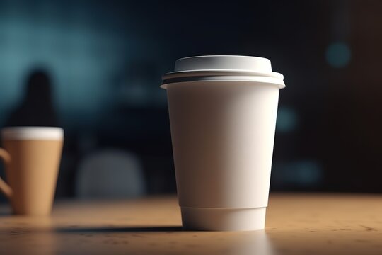Mockup cup of coffee against black background