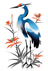 art illustration of a blue heron. generative ai