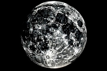 High-resolution image of a full moon on a black background. Generative AI