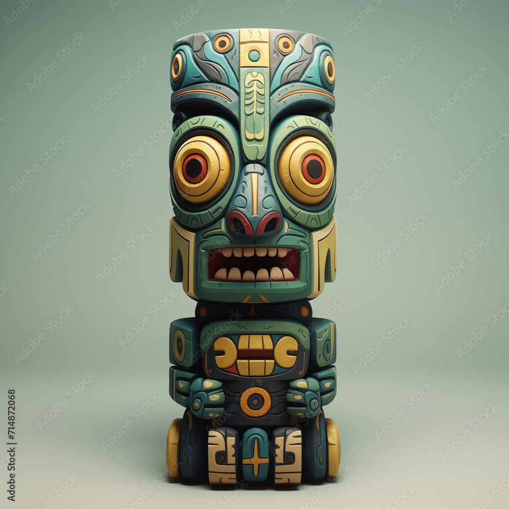 Wall mural Metallic 3D Totem illustration