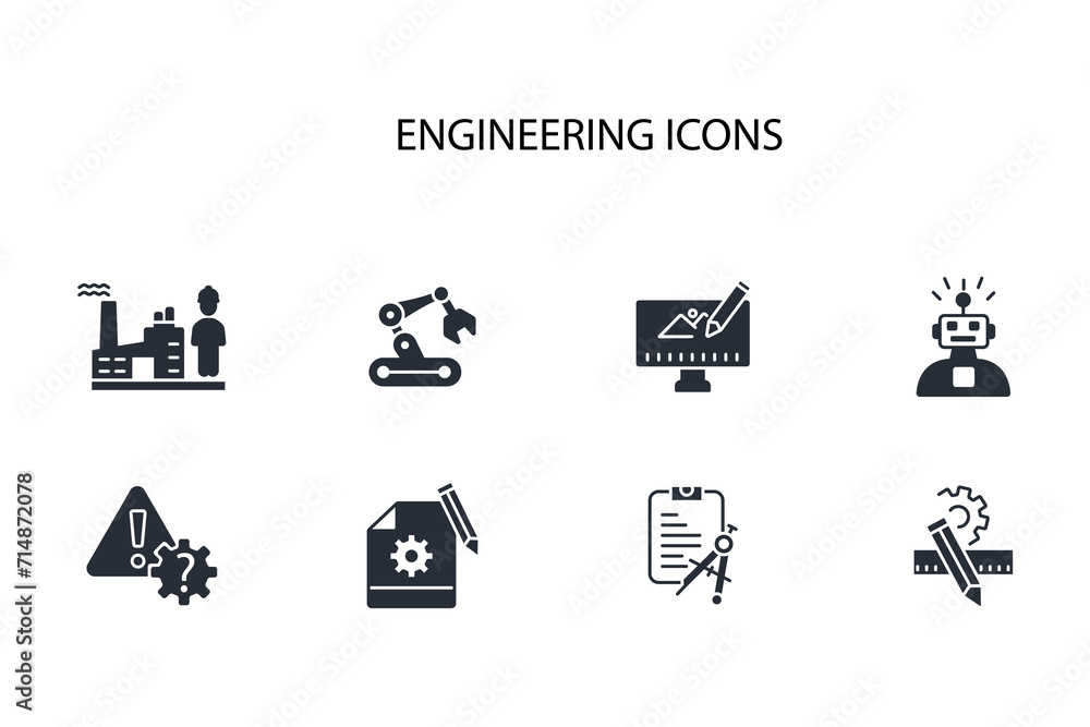 Poster engineering icon set.vector.editable stroke.linear style sign for use web design,logo.symbol illustr