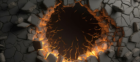 fire stone wall hole crust, rock, flame, burn 21