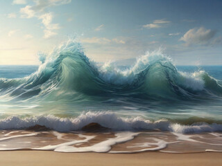 water waves on the beach, digital ai