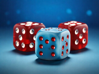 a charming photo showing three dice combined and in the shadows of the other dice appearing as one seamless whole