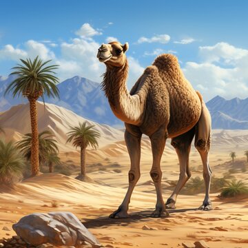 Desert country nice camel art picture