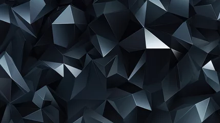 Fotobehang Shadowed Polygons on Dark Background. Multifaceted polygons casting shadows, creating a 3D effect on a dark surface. © Oksana Smyshliaeva