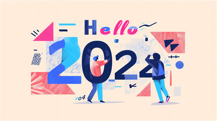 Geometric Abstraction and Human Interaction for 2024 Greeting
