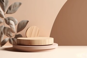 Pedestal podium display. Minimal scene with podium and abstract background. 3d shape for products display presentation. Pastel minimal wall scene, Studio room.