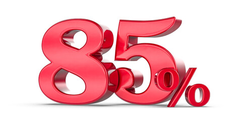 85 percent 3d rendering red metal discountWith White Background