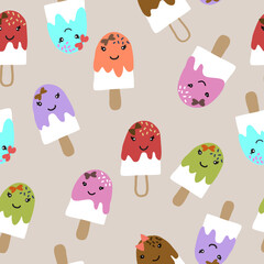 Summer seamless pattern with hand drawn ice cream.  for fabric, textile, wallpaper.seamless ice cream pattern