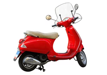 Foto op Canvas red motor scooter on white background © lom742