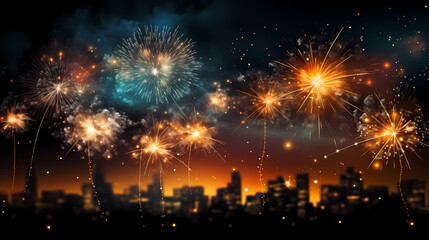 Fototapeta premium Fireworks background for celebration, holiday celebration concept