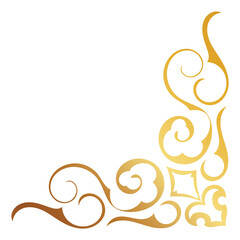 Gold vintage baroque corner ornament retro pattern antique style acanthus. Decorative design filigree calligraphy. You can use for wedding decoration of greeting card and laser cutting.