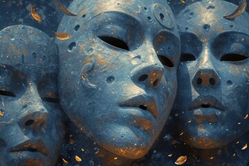 Luminous moonstone masks, imbued with the power to reveal one's true desires and emotions - Generative AI