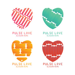 Love tech logo design simple concept Premium Vector