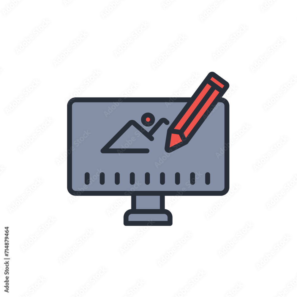 Poster design icon. vector.editable stroke.linear style sign for use web design,logo.symbol illustration.